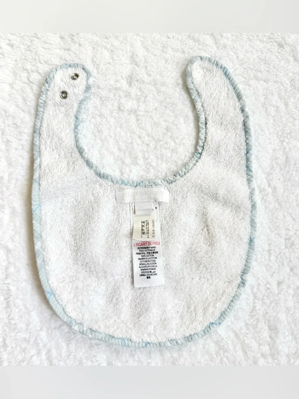 Burberry Baby Bib Infant Boy Unisex Nova Check Blue Cotton Unisex Girl Towel